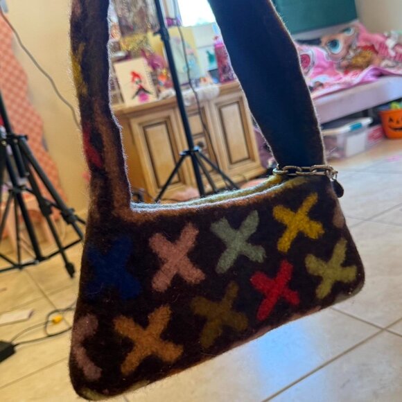 Carboot handmade made to order very very rare felted shoulder bag made cross - Picture 3 of 9